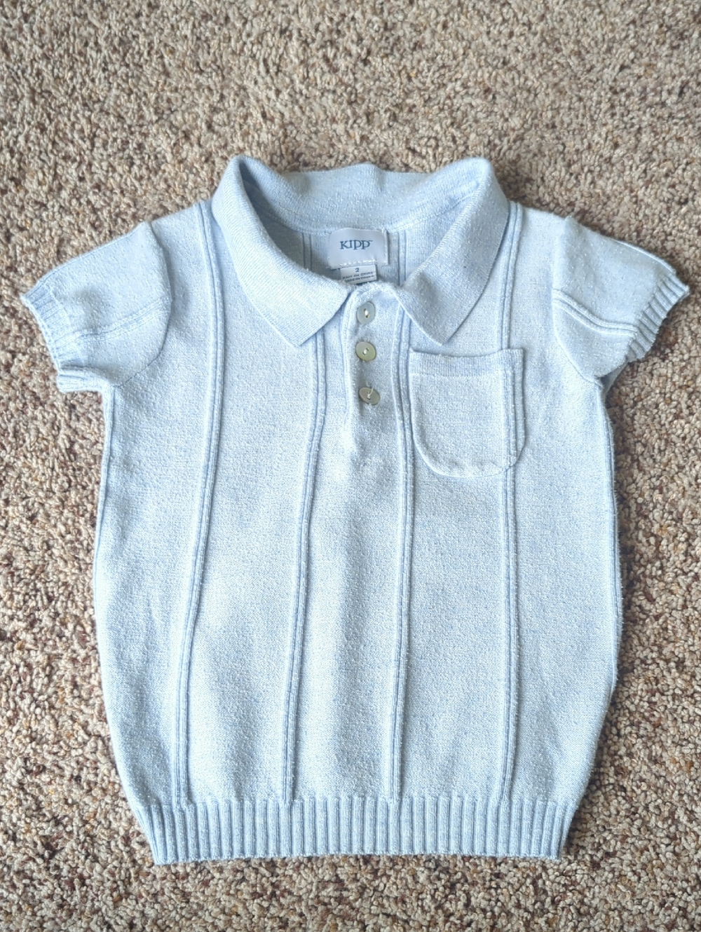 Boys Light Blue Knit Polo Top for Kids